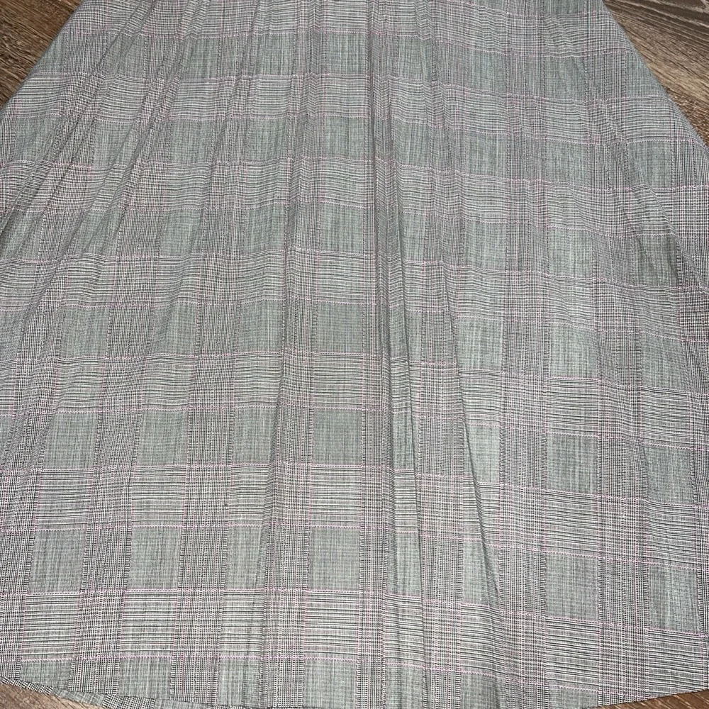 Plaid Pleated Plaid‎ Midi Skirt Size 10 Light Brown Pink A Line Wool Blend - Picture 2 of 12